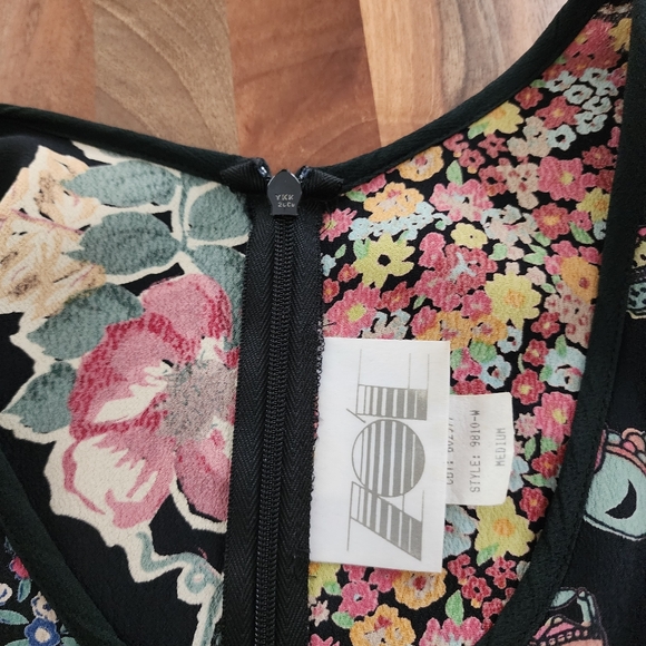 Vintage 90’s 701 California Black Multifloral Print Maxi Dress Size Medium - Picture 8 of 12